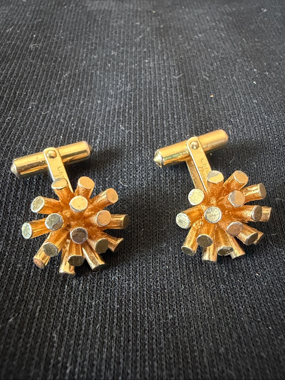 Vintage Christian Dior Sputnik / starburst cufflinks 14K gold plated